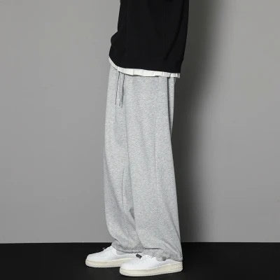 Straight Wide Leg Casual Trousers Drape Fleece-lined Sweats