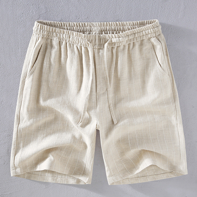 Yarn-dyed Vertical Striped Linen Shorts