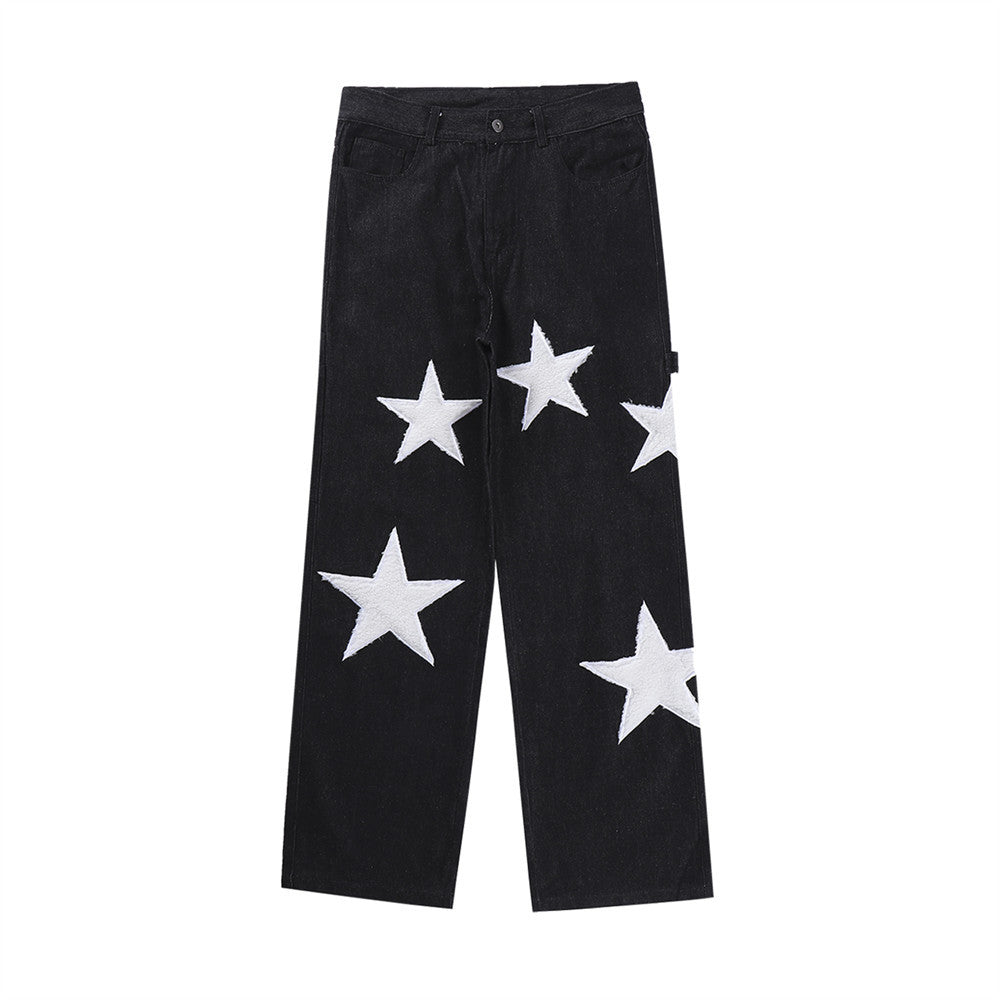 Star Flocking Embroidered Jeans