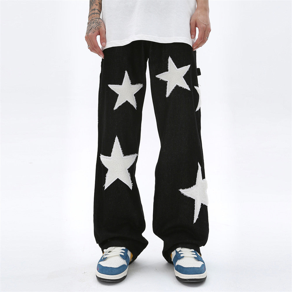 Star Flocking Embroidered Jeans