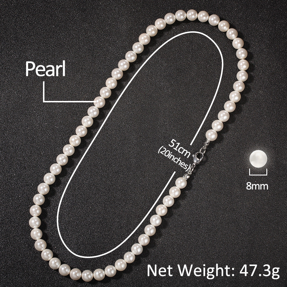 Simple Cross 8-10mm Pearl Necklace