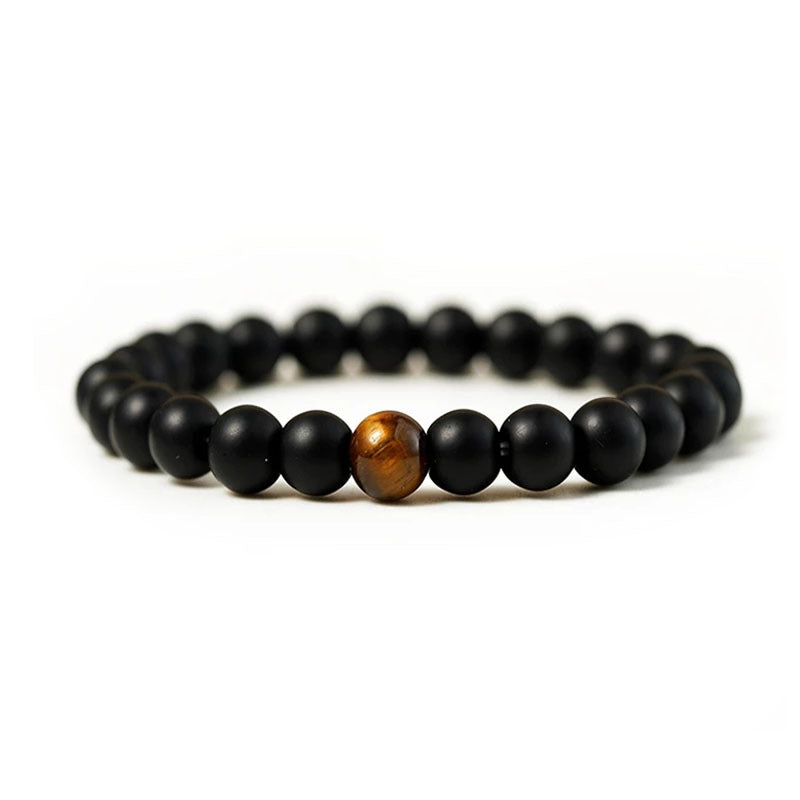 Dumb Black Frosted Stone Tiger's Eye Bracelet