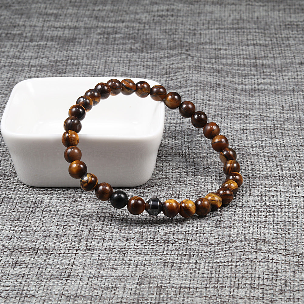 Dumb Black Frosted Stone Tiger's Eye Bracelet