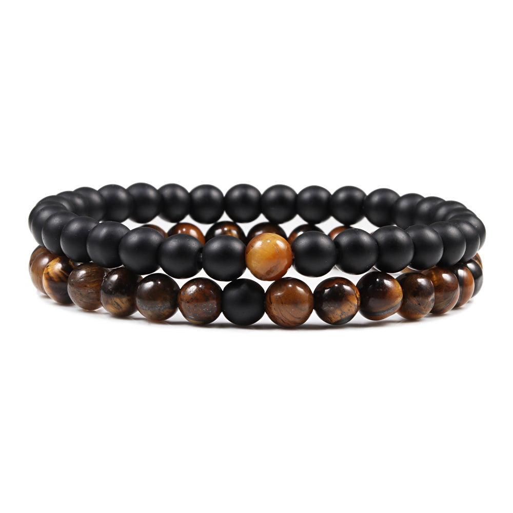 Dumb Black Frosted Stone Tiger's Eye Bracelet