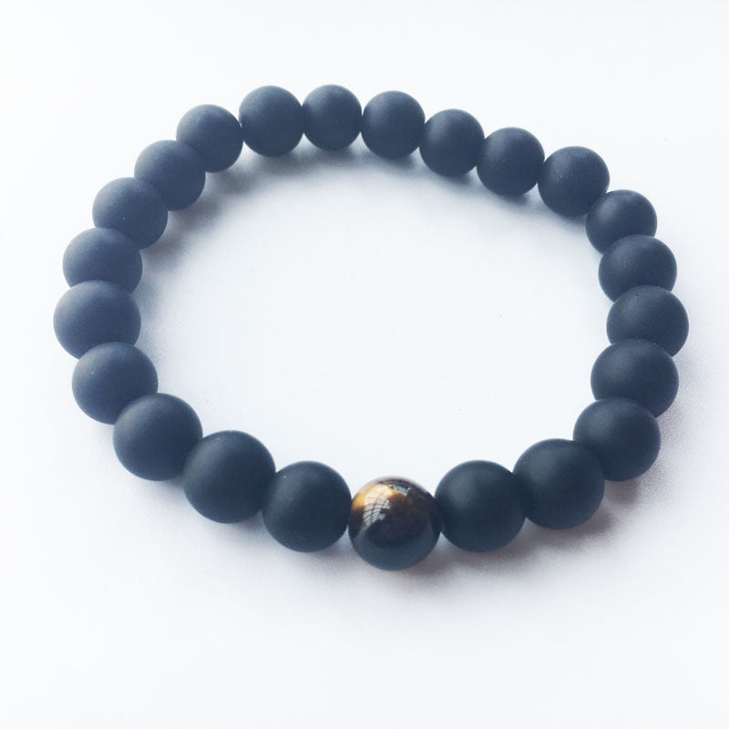 Dumb Black Frosted Stone Tiger's Eye Bracelet