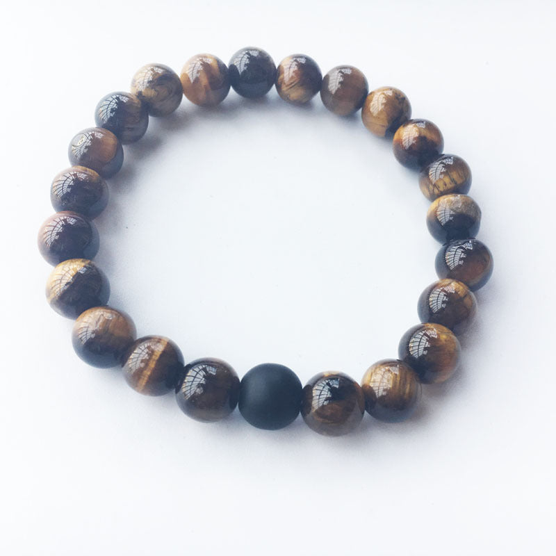 Dumb Black Frosted Stone Tiger's Eye Bracelet