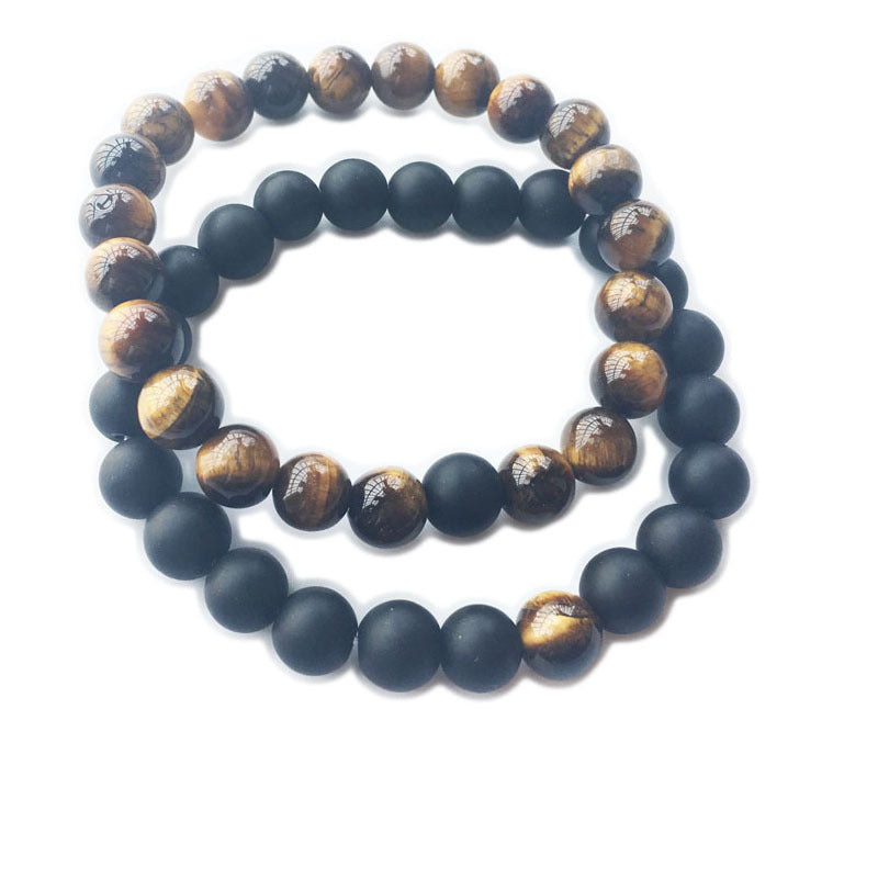 Dumb Black Frosted Stone Tiger's Eye Bracelet