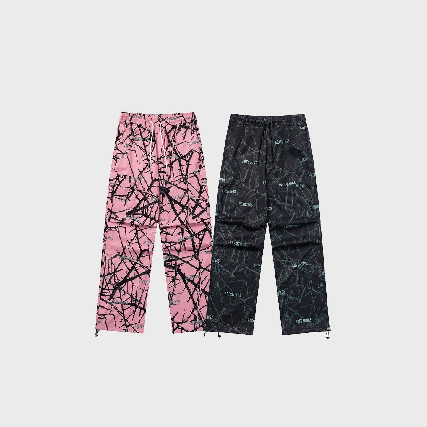 Camouflage Print Loose Pocket Straight Pants