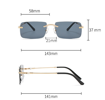 Frameless Square Sunglasses Metal