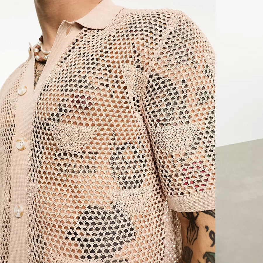 Loose Mesh Hollow Out Shirt