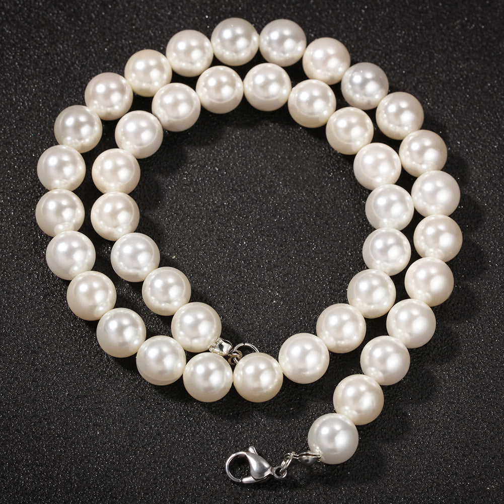 Simple Cross 8-10mm Pearl Necklace