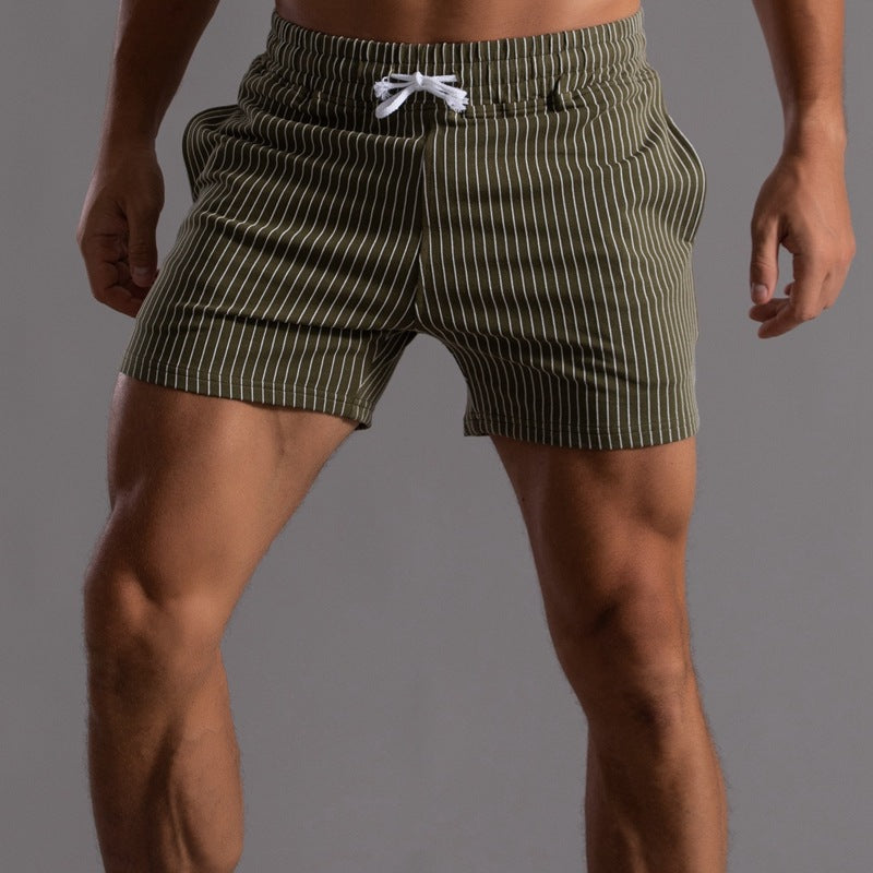 Vertical Stripe Cotton Shorts