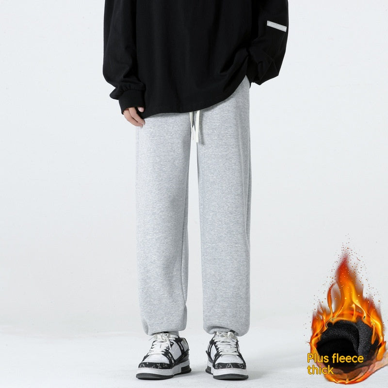 Straight Wide Leg Casual Trousers Drape Fleece-lined Sweats