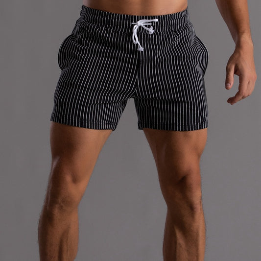 Vertical Stripe Cotton Shorts