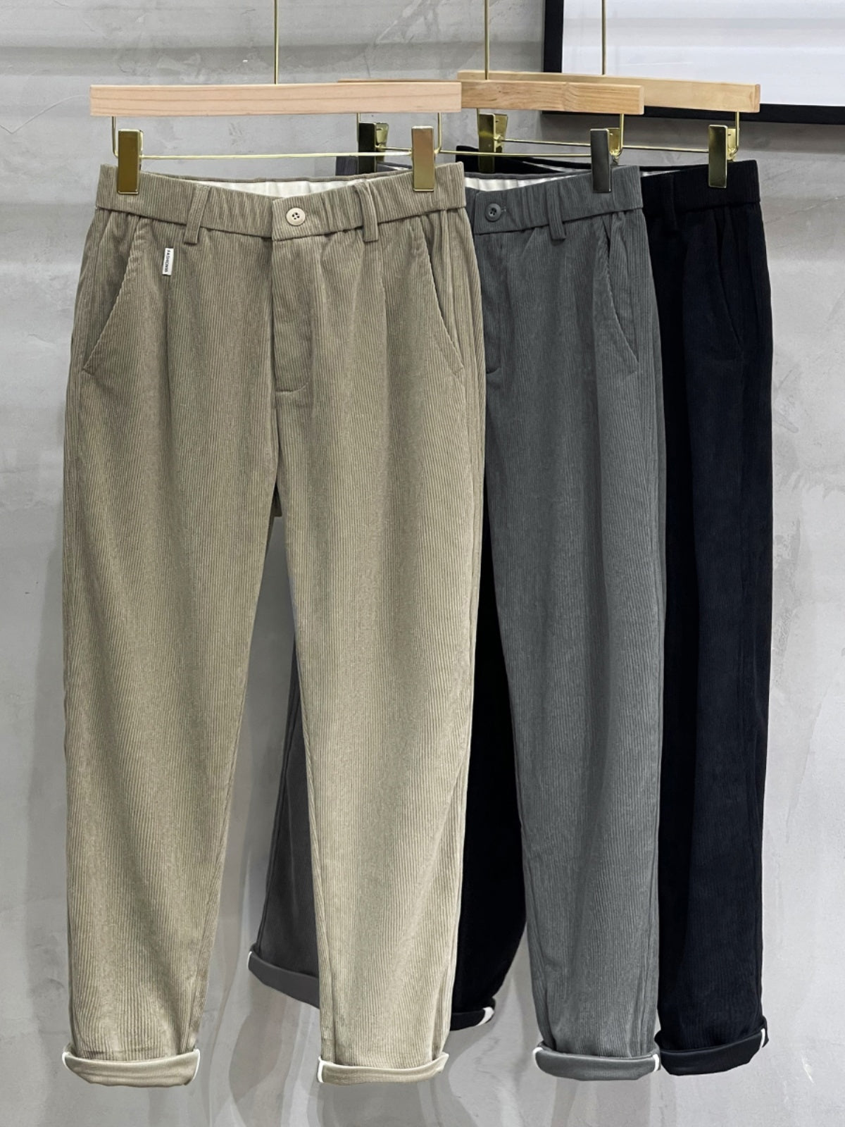 Elastic Waist Heavyweight Corduroy Casual Pants