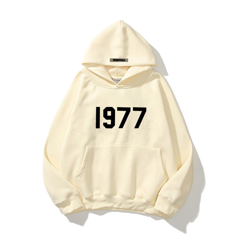 Sweater High Street Loose Fleece-lined 1977 Words - Hoodies