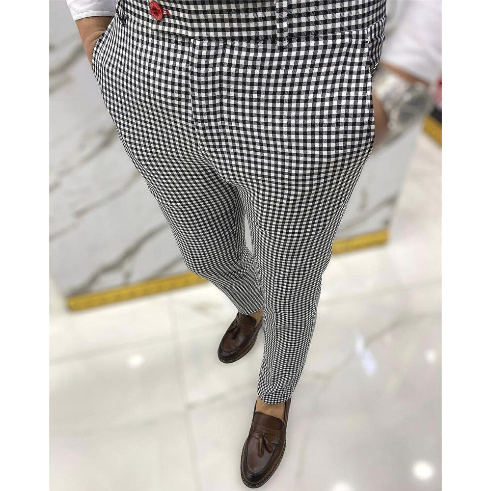 Tapered Pencil Plaid Pants