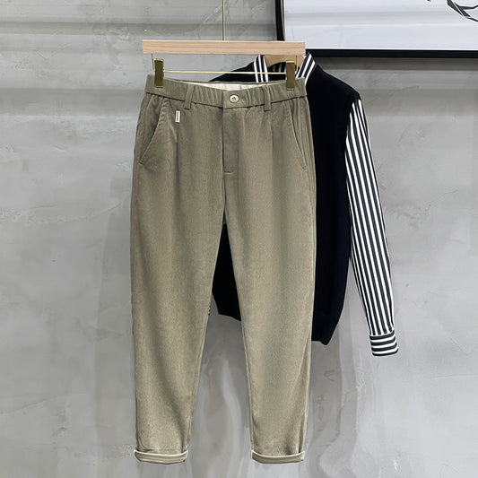 Elastic Waist Heavyweight Corduroy Casual Pants