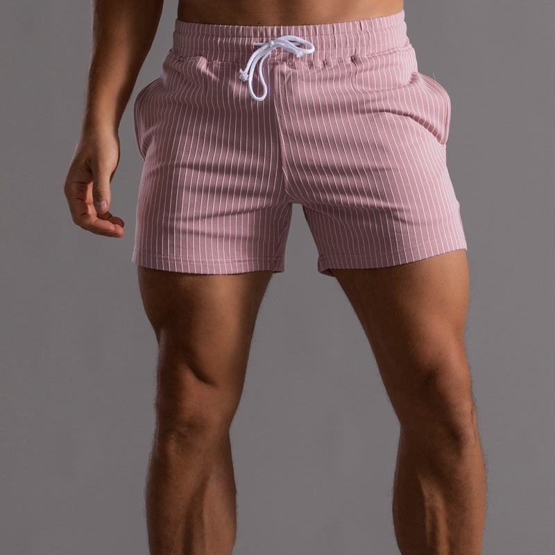 Vertical Stripe Cotton Shorts