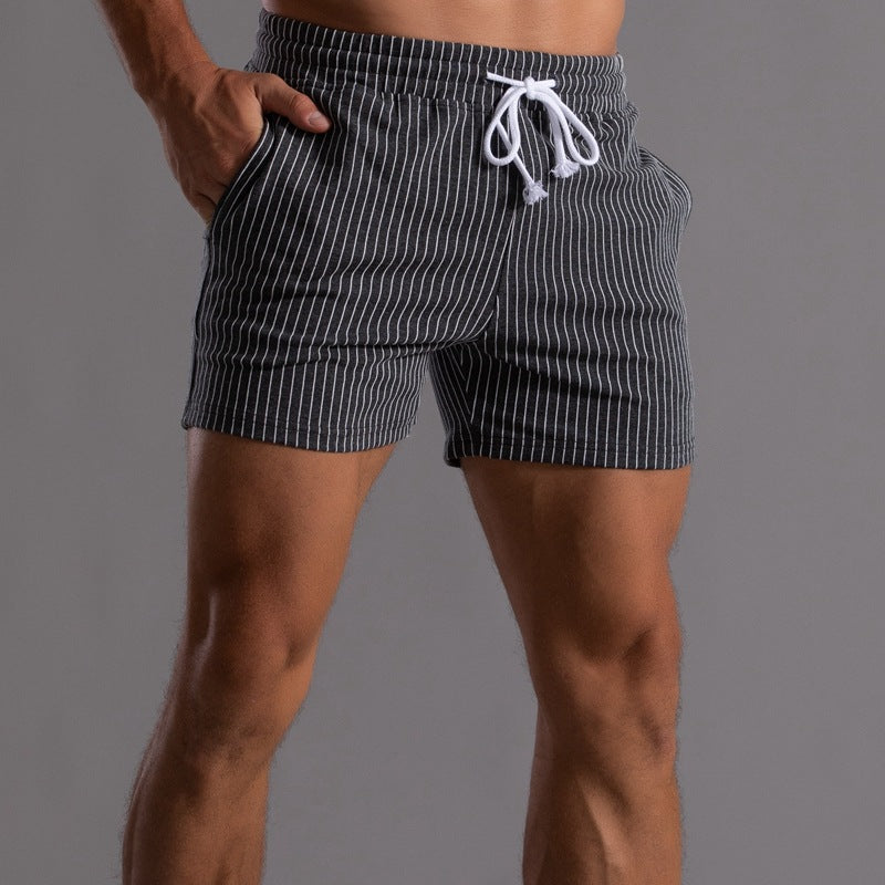 Vertical Stripe Cotton Shorts