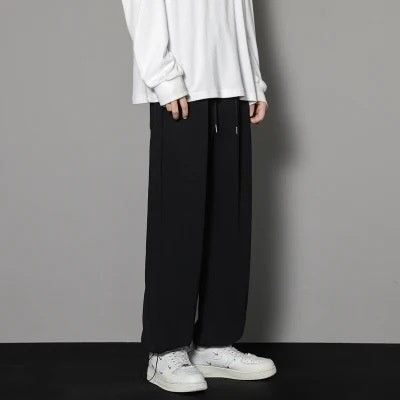 Straight Wide Leg Casual Trousers Drape Fleece-lined Sweats