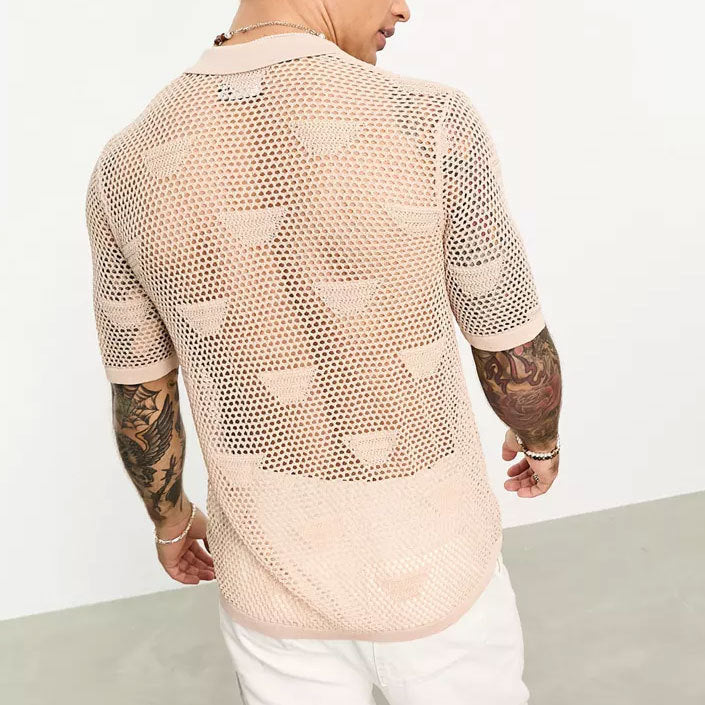 Loose Mesh Hollow Out Shirt