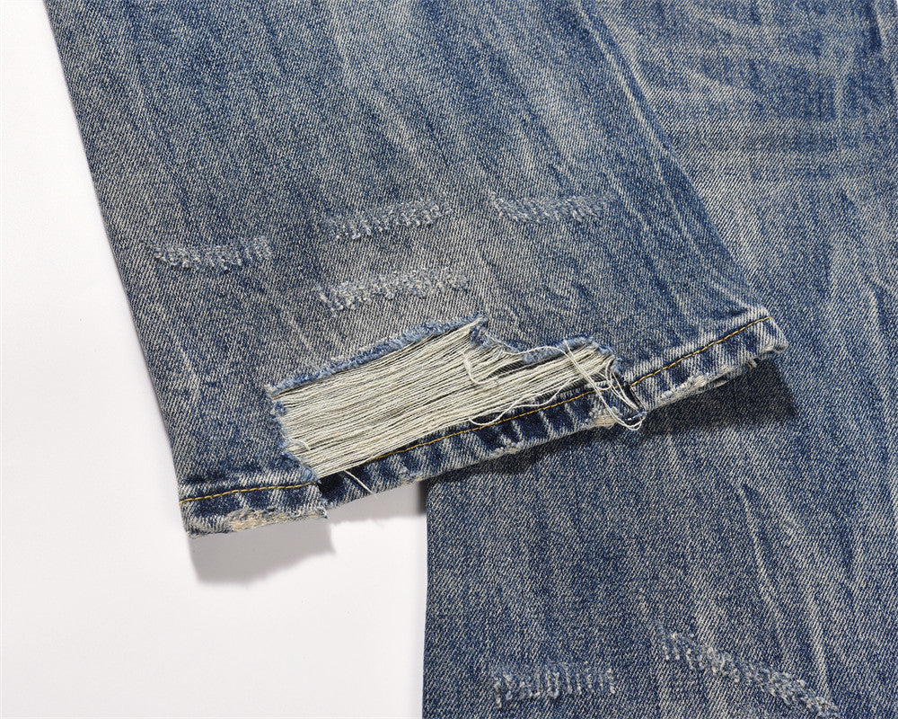 Retro Fashion - Pleated Distressed Loose Flared Jeans