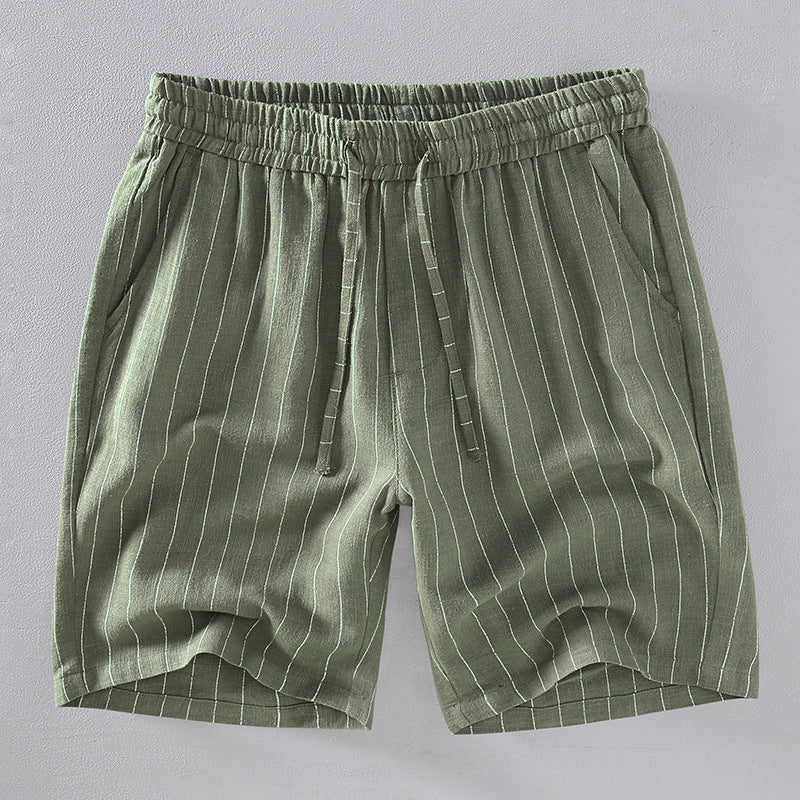 Yarn-dyed Vertical Striped Linen Shorts