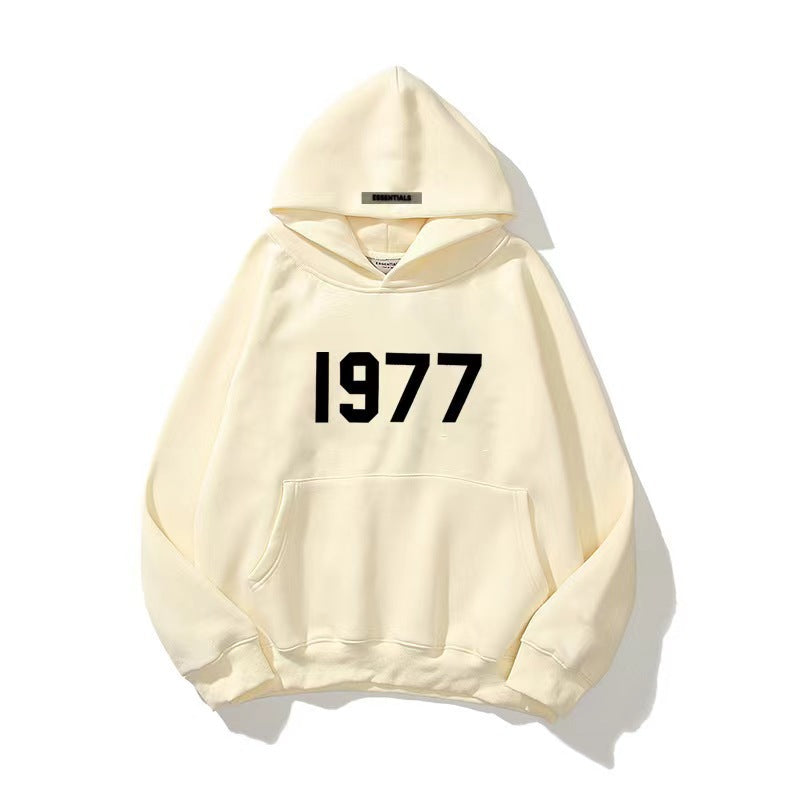 Sweater High Street Loose Fleece-lined 1977 Words - Hoodies