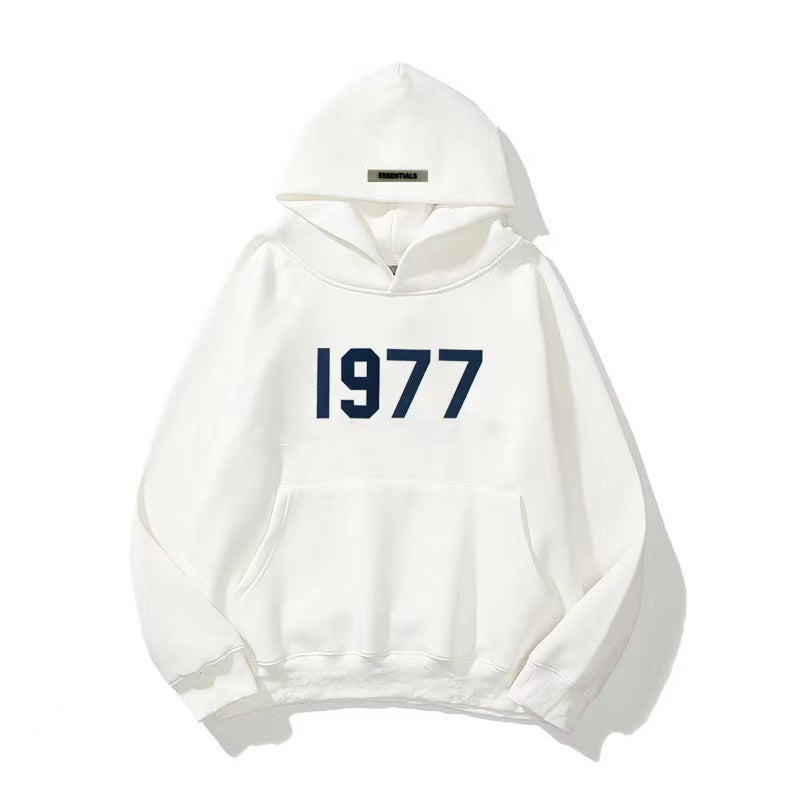 Sweater High Street Loose Fleece-lined 1977 Words - Hoodies