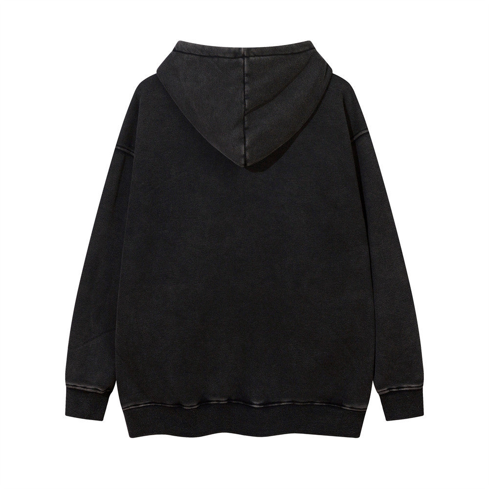 Embroidery Velvet Hooded Pullover