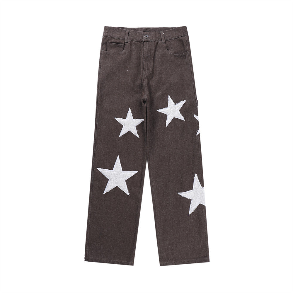 Star Flocking Embroidered Jeans