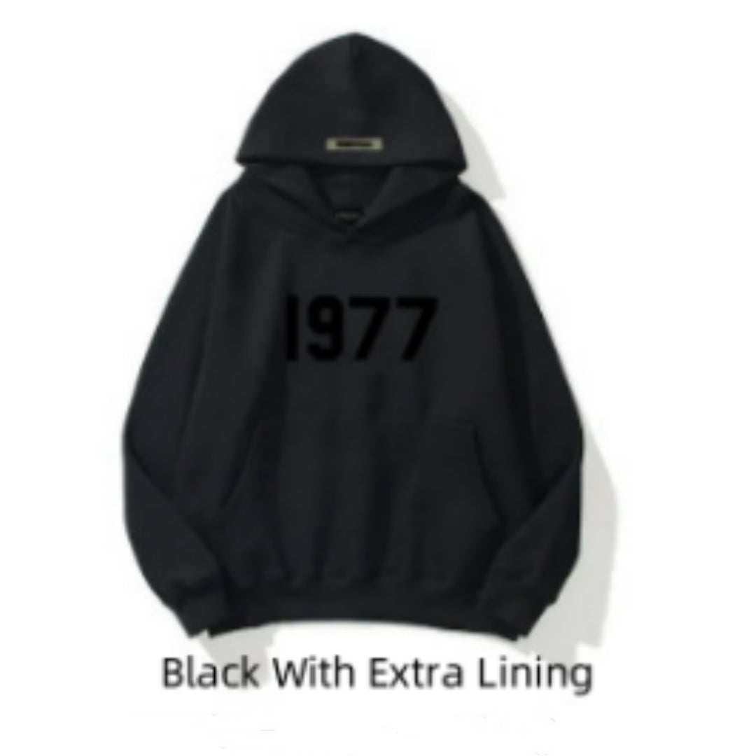 Sweater High Street Loose Fleece-lined 1977 Words - Hoodies