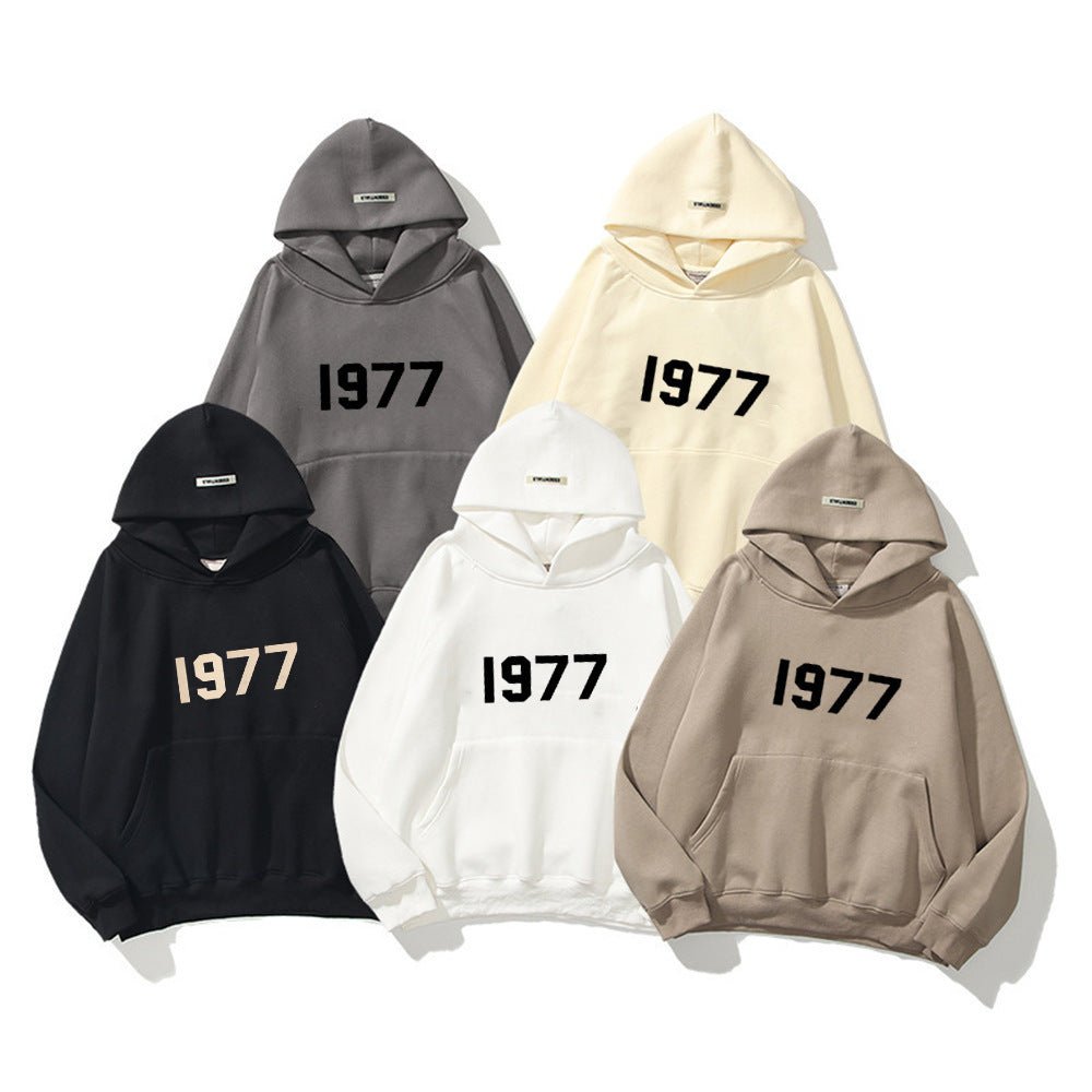 Sweater High Street Loose Fleece-lined 1977 Words - Hoodies