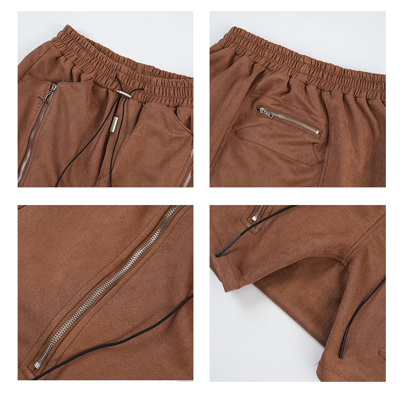 Mid-waist Loose Zipper Shorts