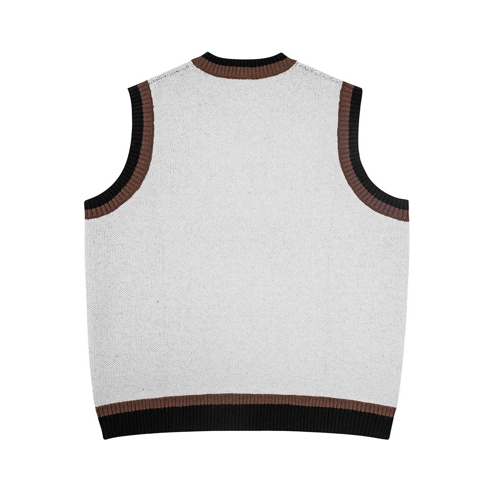 Sleeveless V-neck Letter Sweater Vest