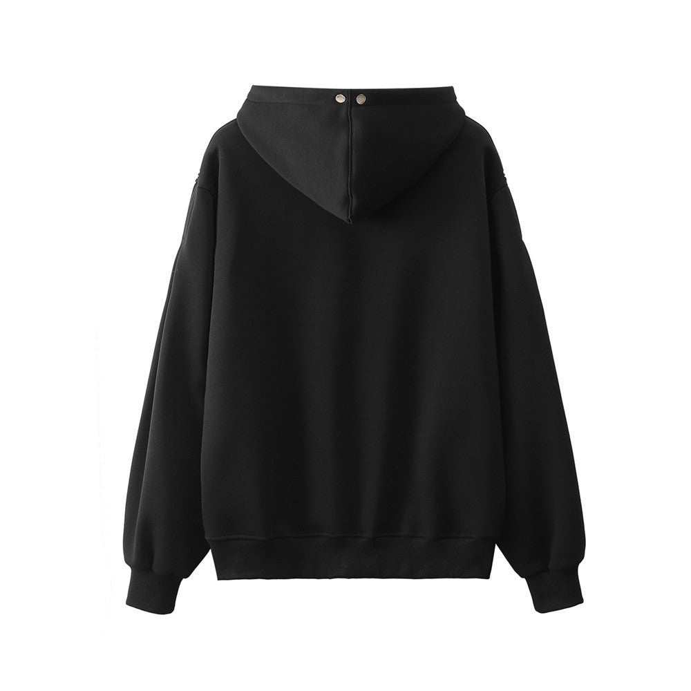 Loose Metal Hooded Pullover