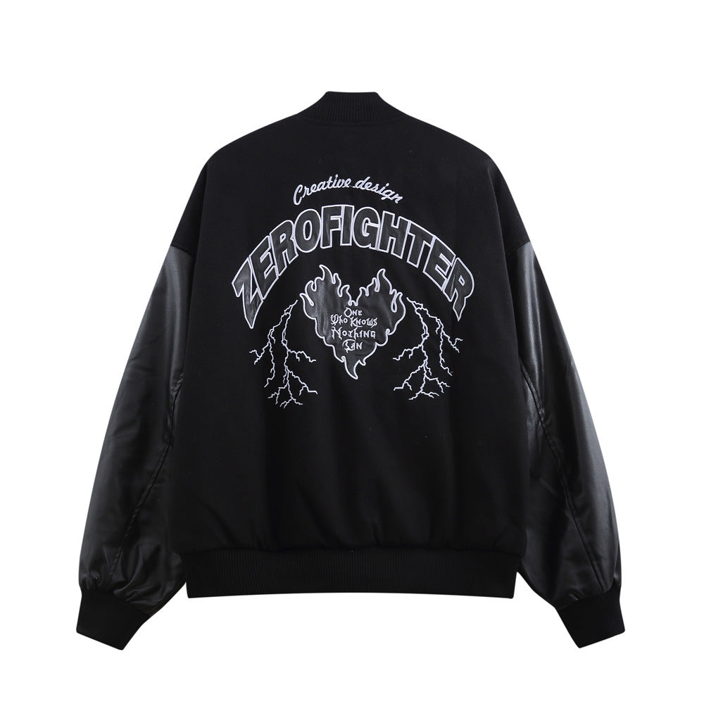 Forget Graphic PU Leather Sleeve Jacket