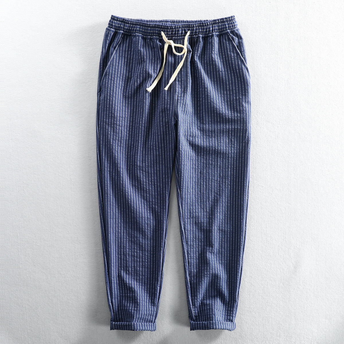 Striped Ankle-length Pants Loose Tether