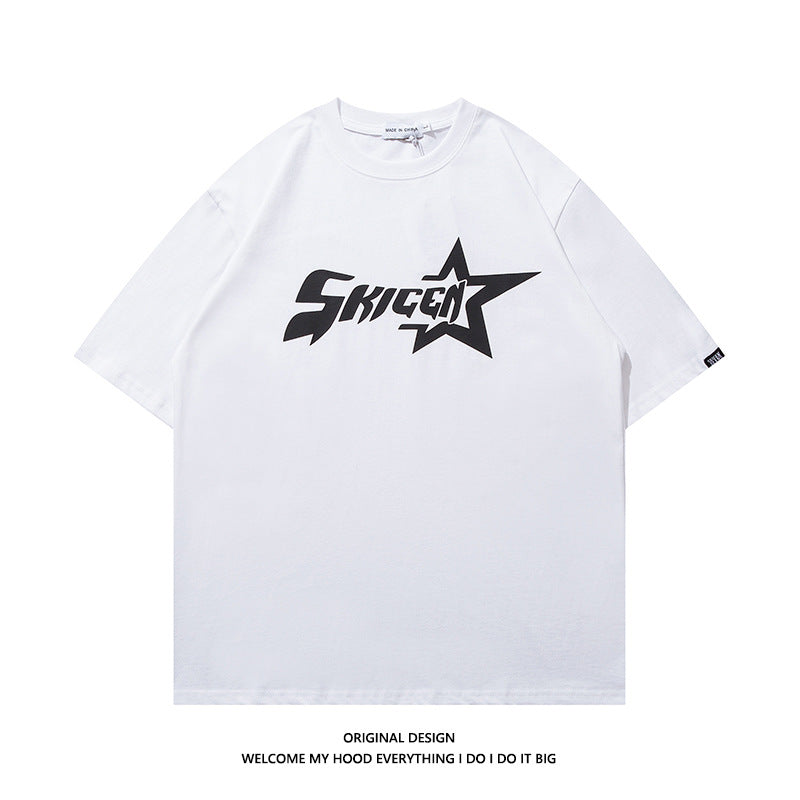 Star Letters Printed Short Sleeves