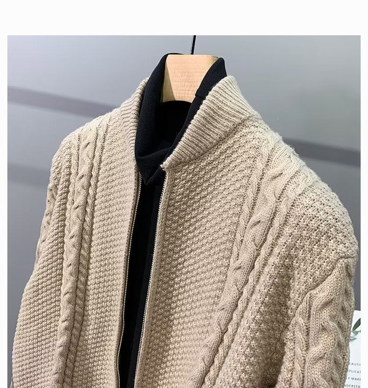 Double Zipper Design Cardigan Sweater Simple All-match