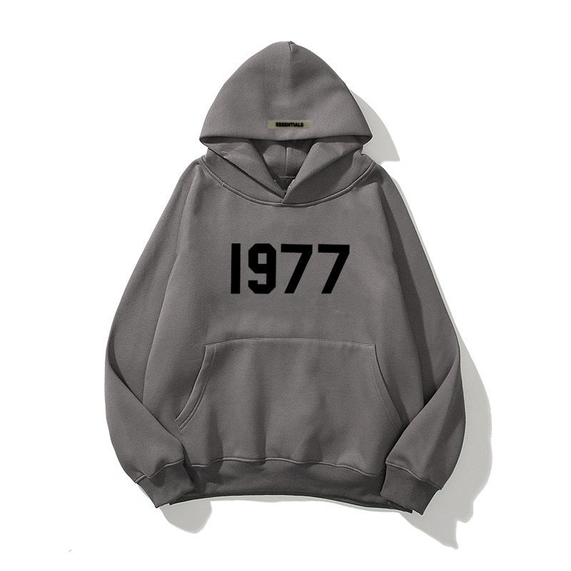 Sweater High Street Loose Fleece-lined 1977 Words - Hoodies