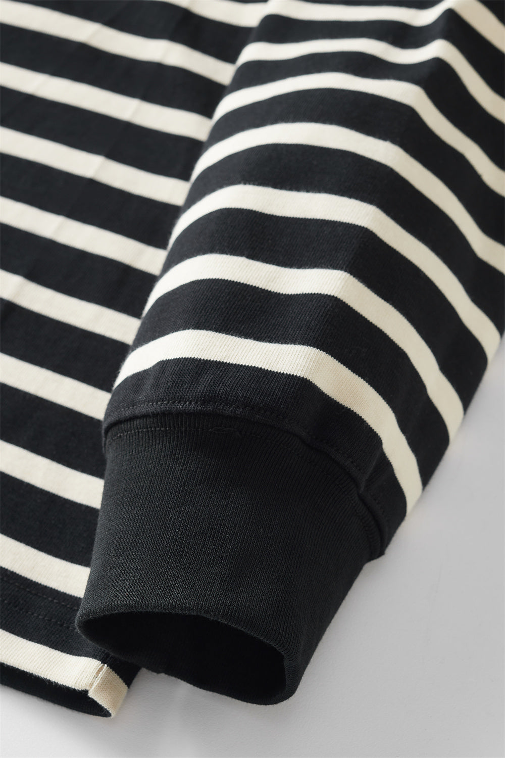 Pure Cotton Contrast-color Striped Long-sleeved T-shirt