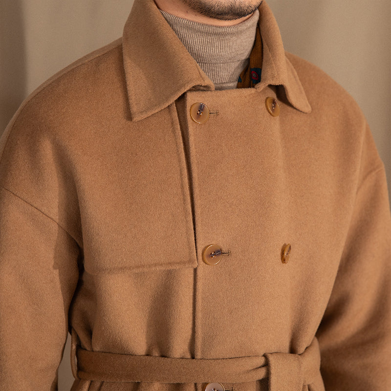 Wool Drop Shoulder Mid-length Coat