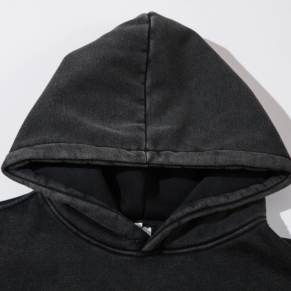 Embroidery Velvet Hooded Pullover