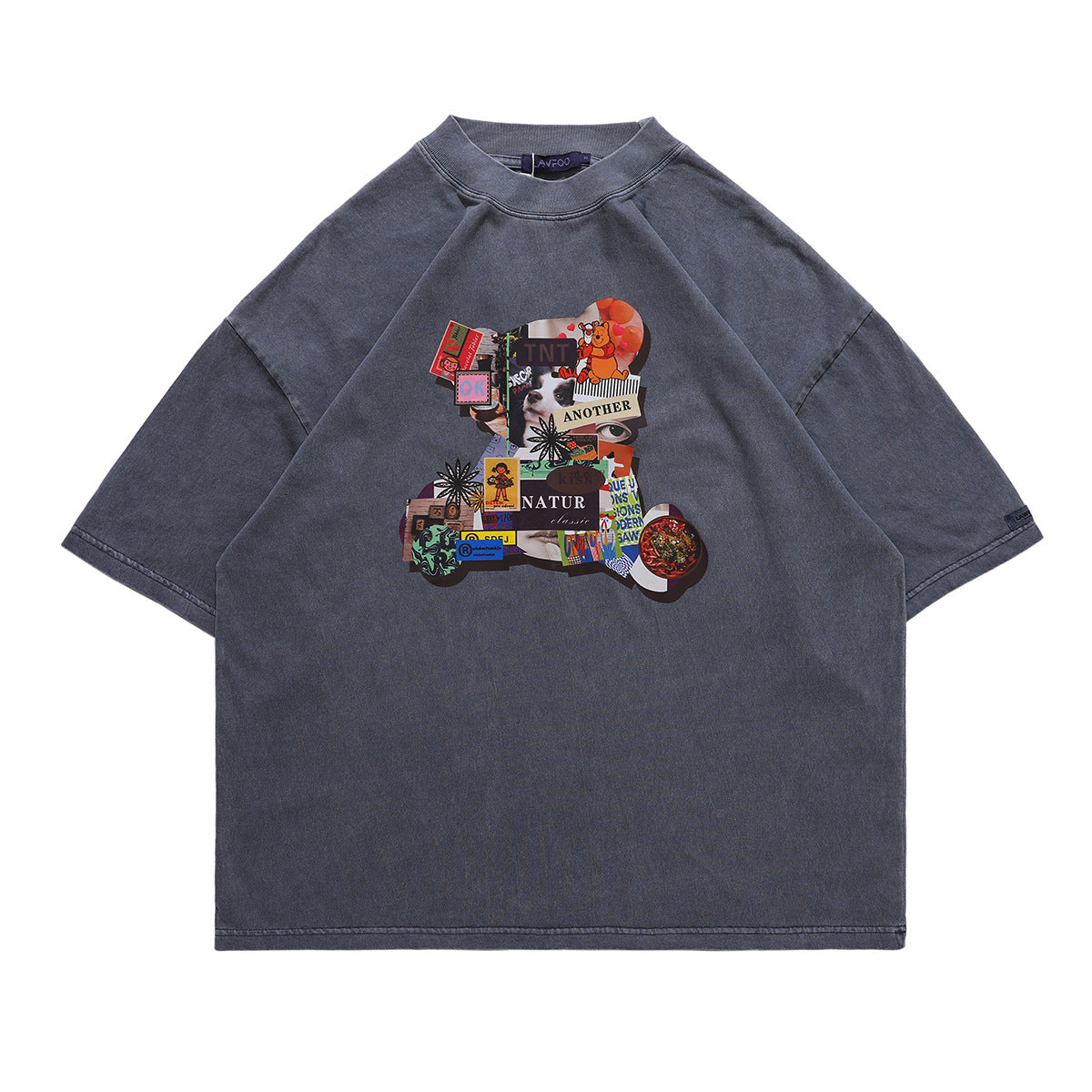 Retro Old Bear Stitching Print Oversize T-shirts