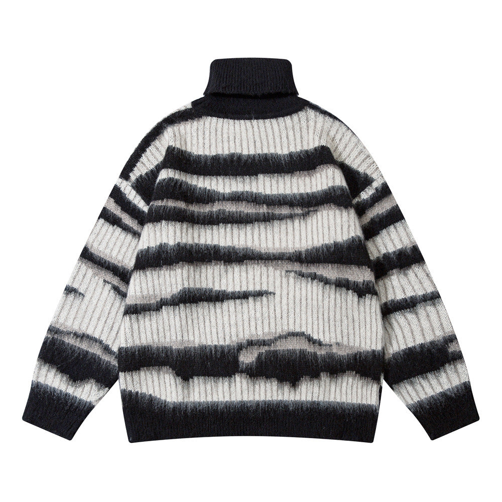 Mohair Casual Long-sleeved Pile Collar Pullover Sweater