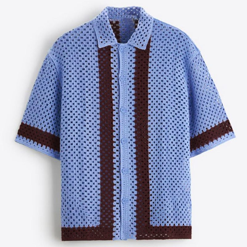 Knitted Crochet Button Down Shirt