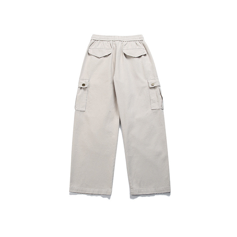 Three-dimensional Pocket Straight-leg Trousers