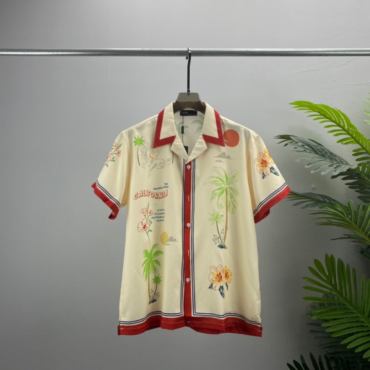 Short-sleeved Border Slub Shirt